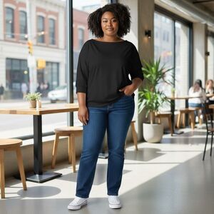 NWOT SHEIN Solid Black long sleeve off the shoulder crewneck sweater size 3X